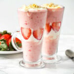 Strawberry dessert in two glass cups.