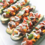 Zucchini, minced beef, corn, yogurt and black bean.