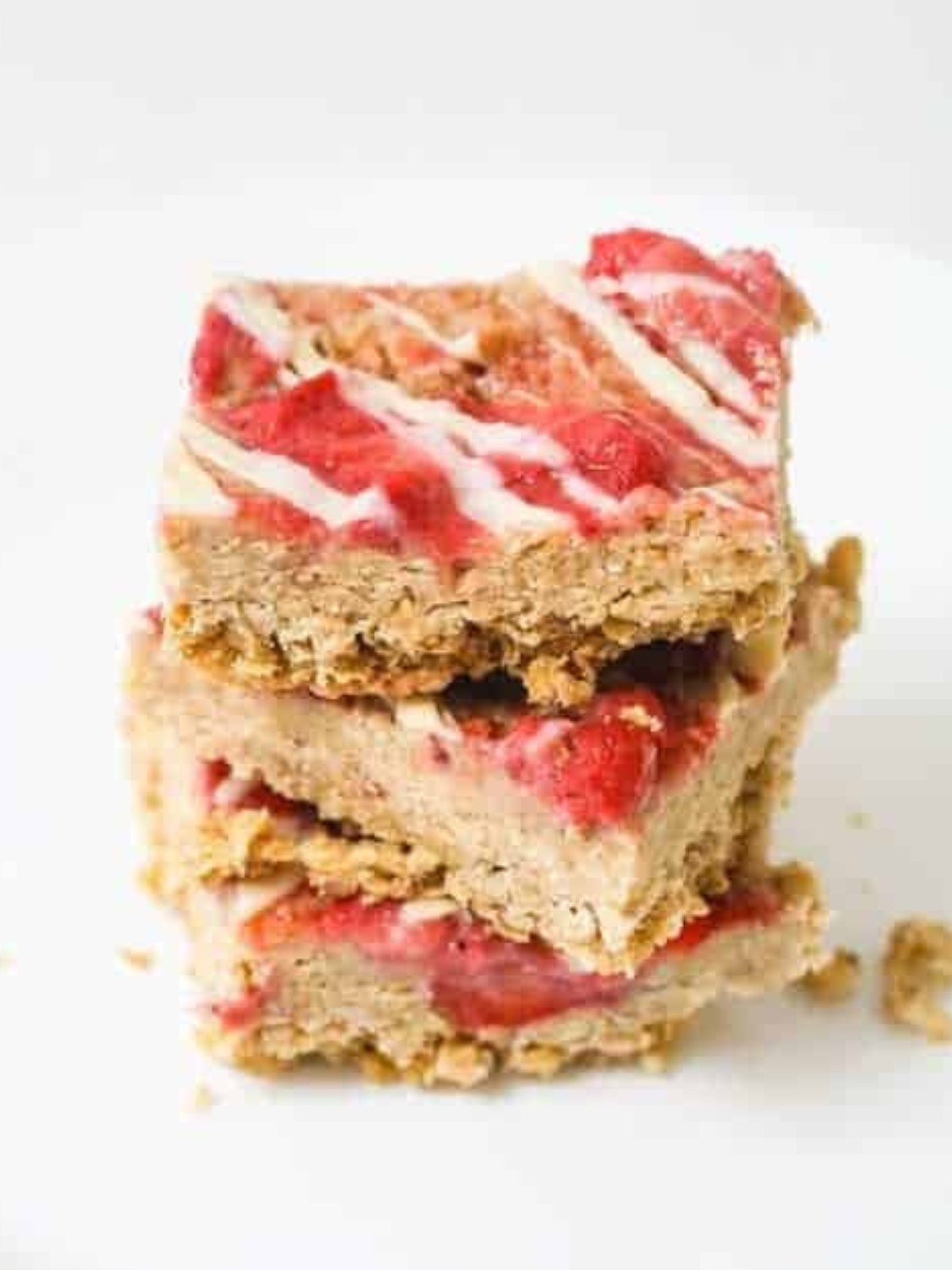 Stacked stawberry oat bars.
