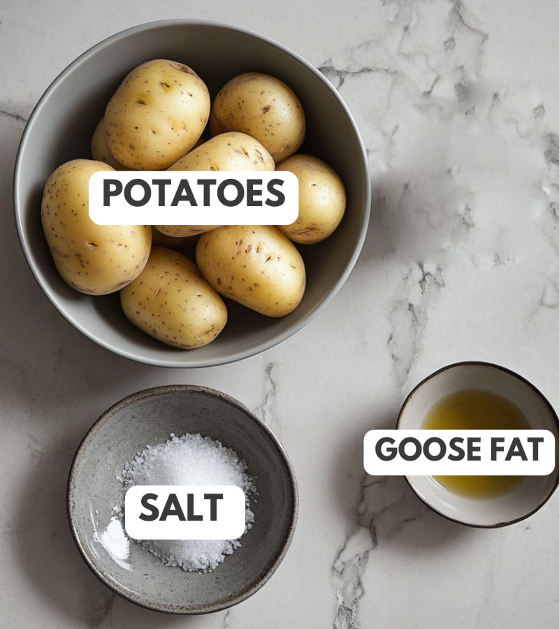 Potatoes, salt, and goose fat.