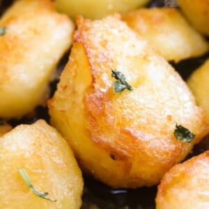 The best roasted potatoes served on a plate