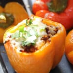 Mince stuffed peppers.