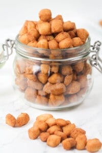 African chin chin in an airtight jar and on a table