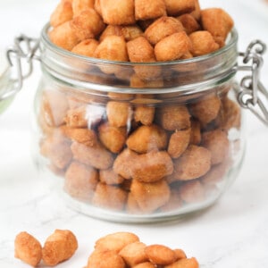 African chin chin in an airtight jar and on a table