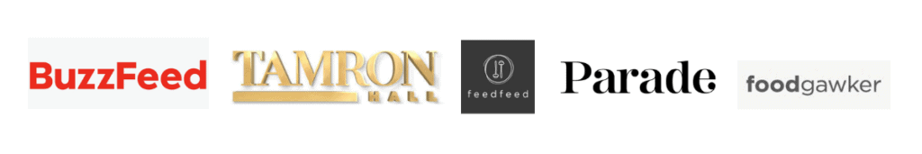 simshomekitchen as seen on banner. Buzzfeed, Tamron Hall Show, Feefeed, FoodGawker and parade