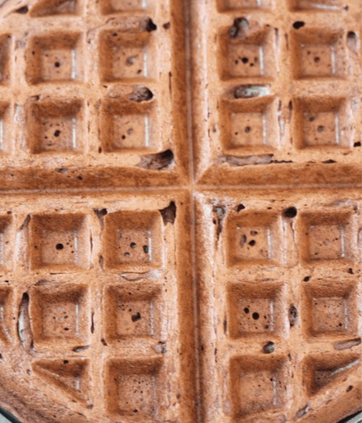 Cooked chocolate waffle.