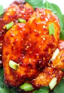 firecracker chicken fillet with scallions