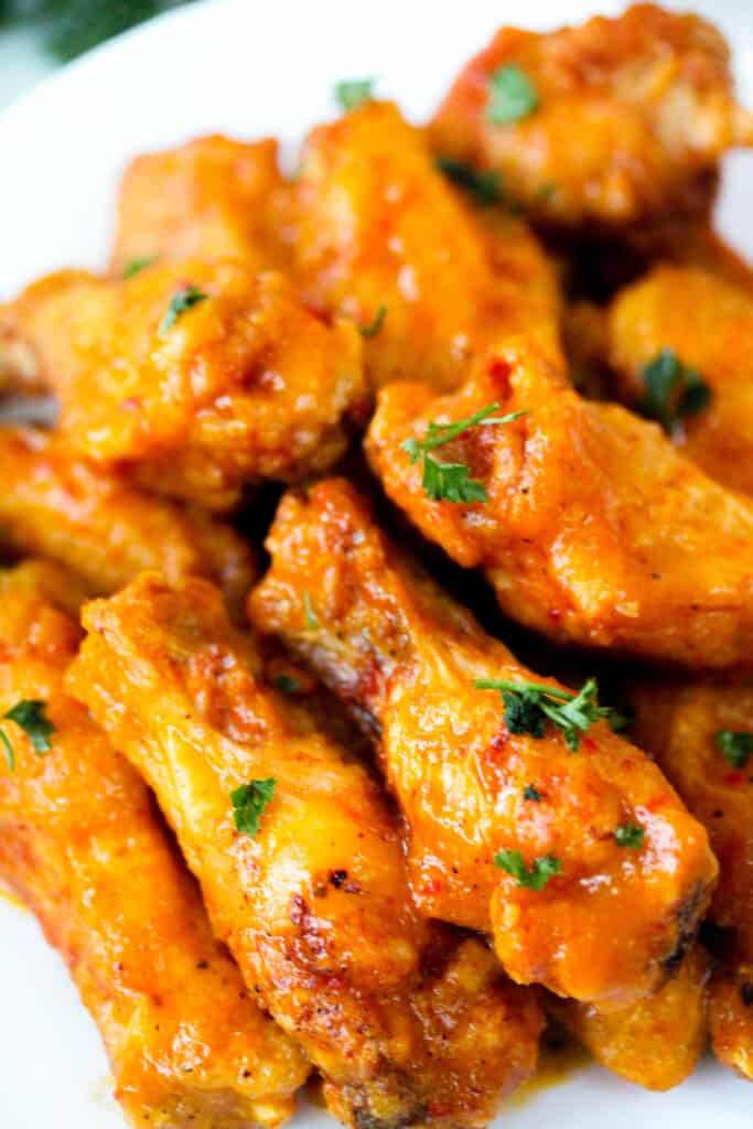 Mango Habanero Wings on a white plates