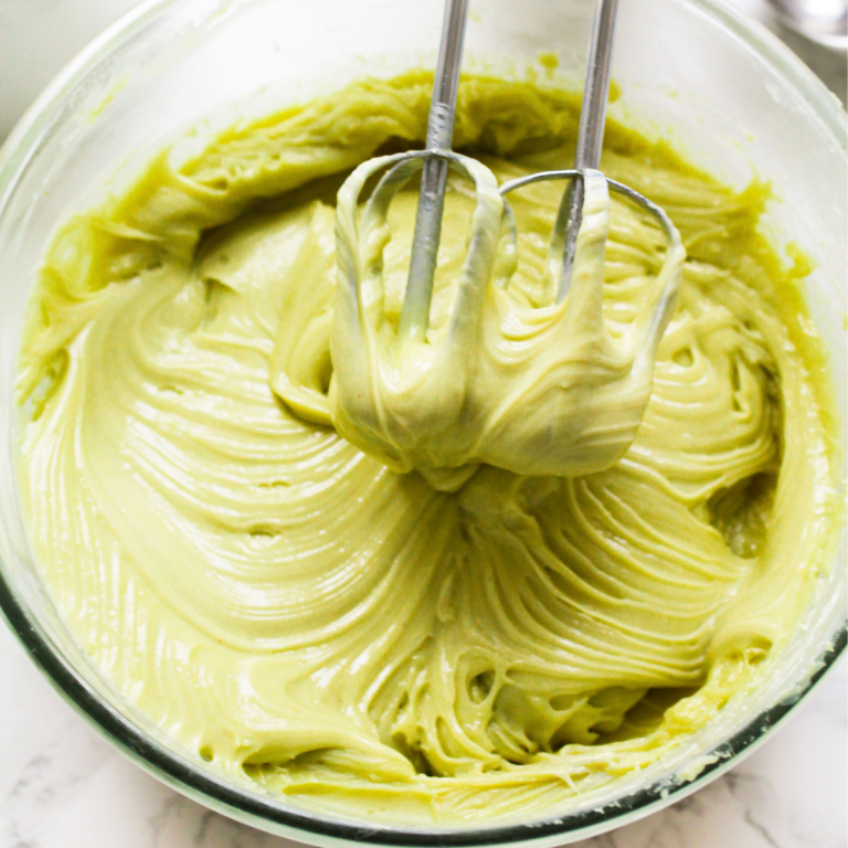 a bowl of whipped pistachio filling