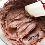whipped chocolate ganache in a bowl.