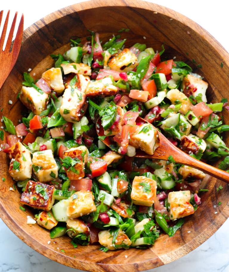 Halloumi Salad Bowl with Pomegranates Sims Home Kitchen