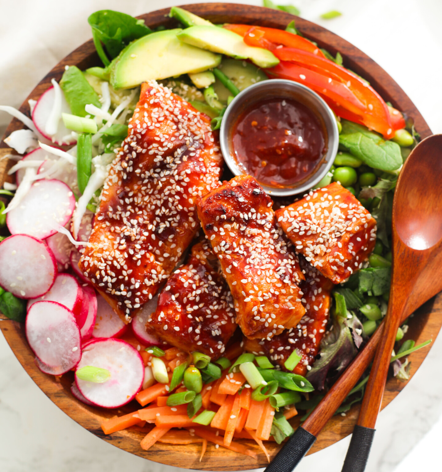 Firecracker Salmon Salad Bowl Sims Home Kitchen