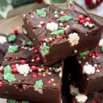christmas fudge topped with sprinkles.
