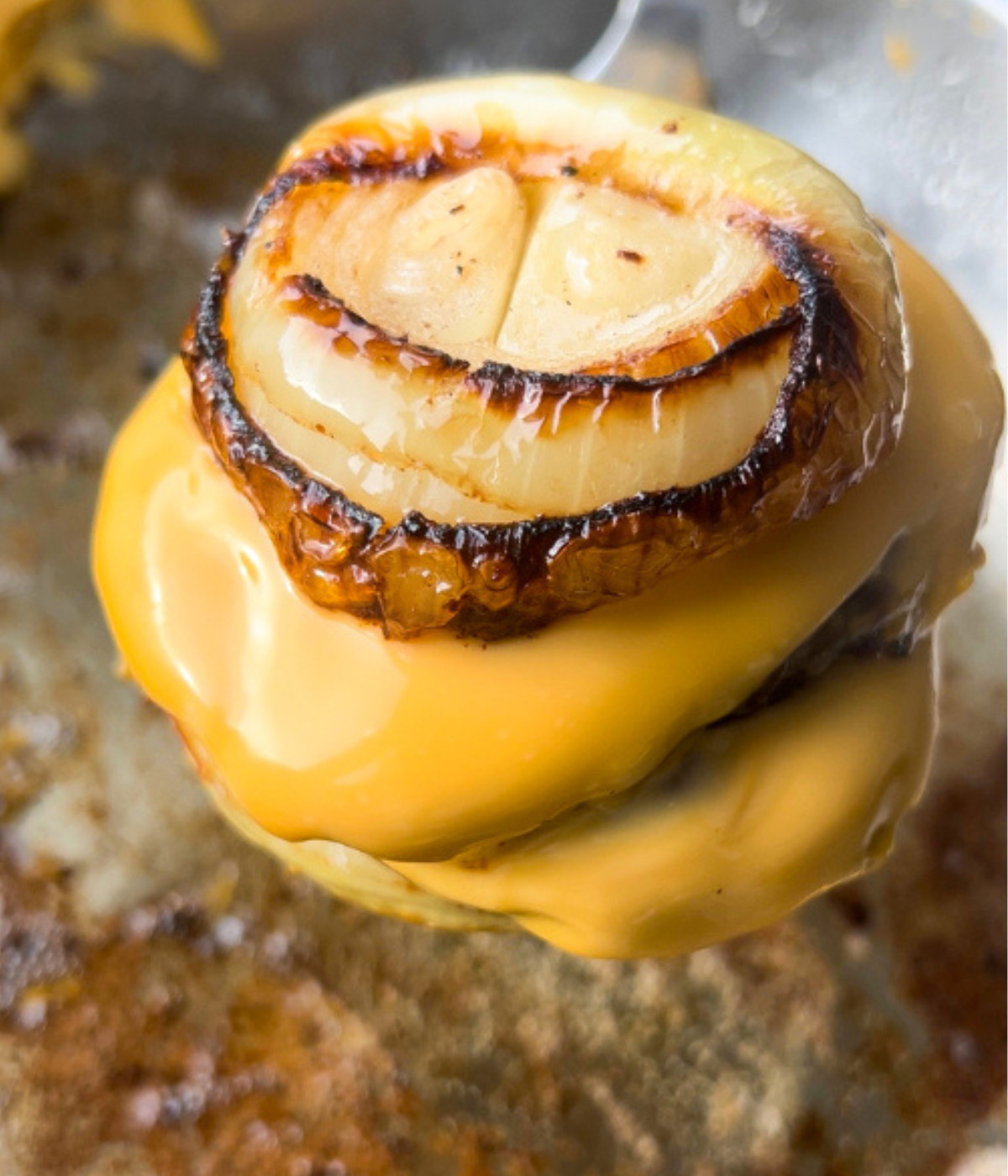 Onion burger with cheese.