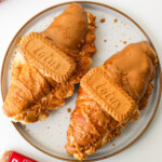 Lotus croissants on a grey plate.