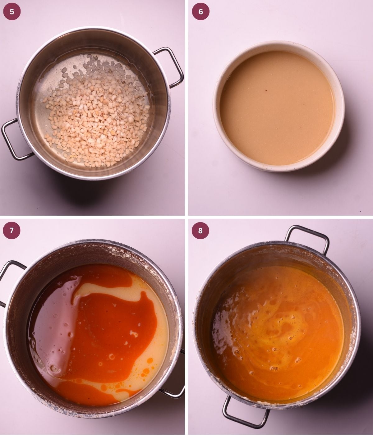 Blended beans and palm oil cooked in a pot.