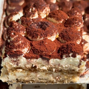 Eggless tiramisu slice.