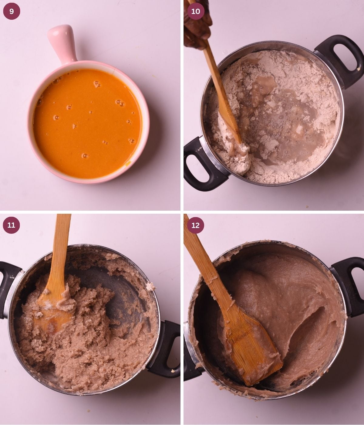 gbegiri and amala mixed in a bowl.