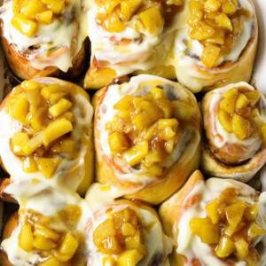 Apple cinnamon rolls with sticky cinnamon spiced apple topping.