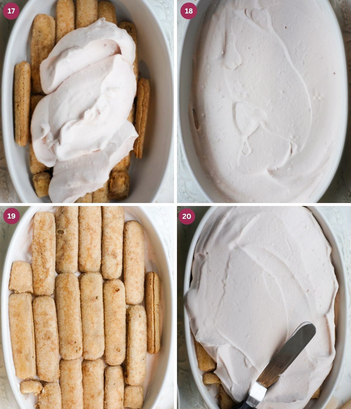 Layers of cherry infused mascarpone and coffee-cherry amaretto ladyfingers.