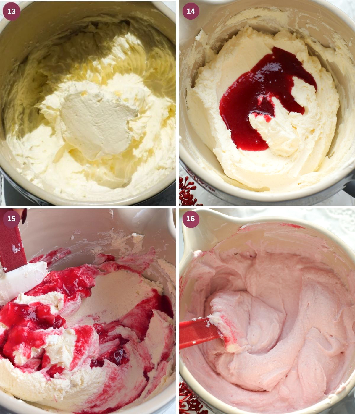 Cranberry mascarpone filling mixed in a bowl.