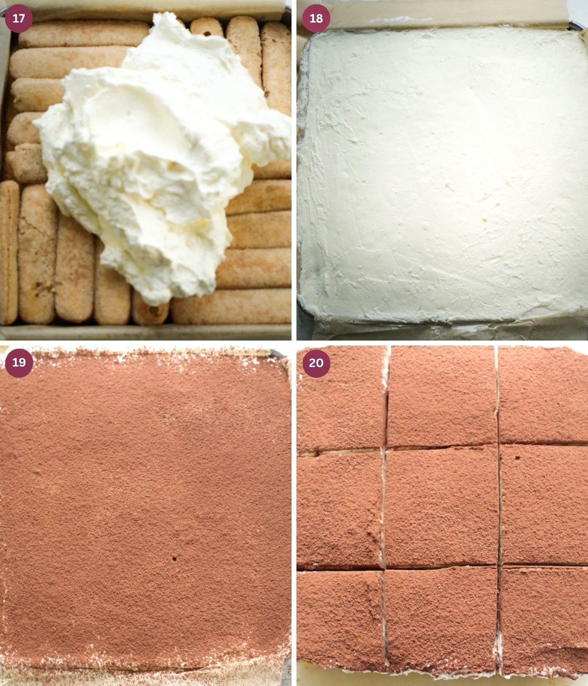 Mascarpone cream and coffee soaked ladyfinger on top of blondies.