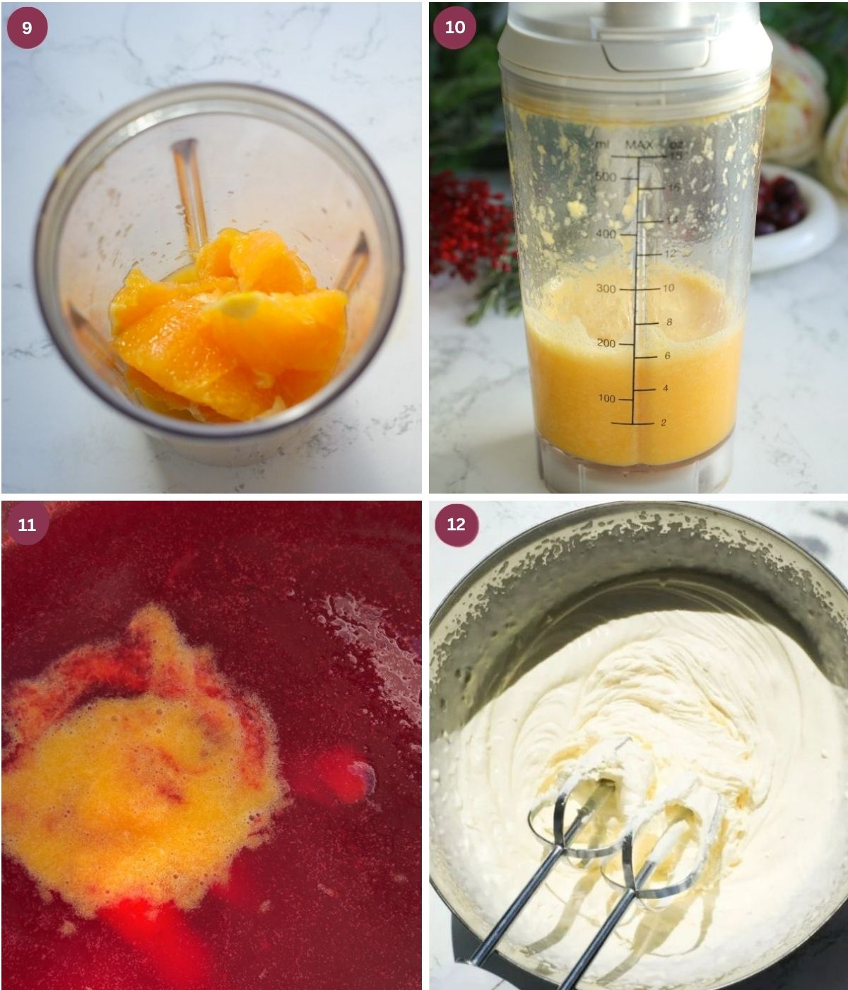 Orange juice and whipped cream in a bowl.