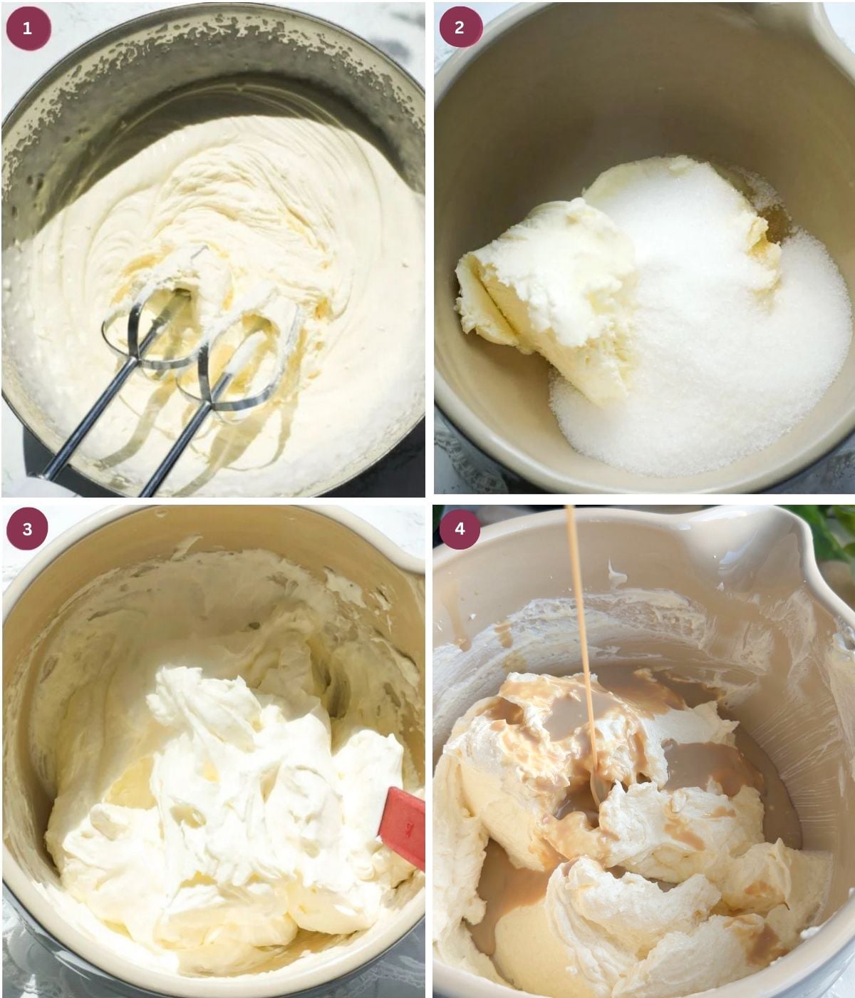 Whipped cream, mascarpone and baileys in a bowl.