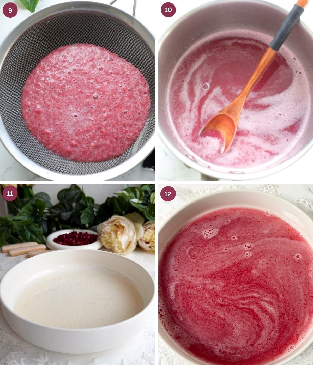 Strained pomegranate. Pomegranate juice in a pot. Champagne juice.