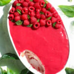 Raspberries no-egg tiramisu.