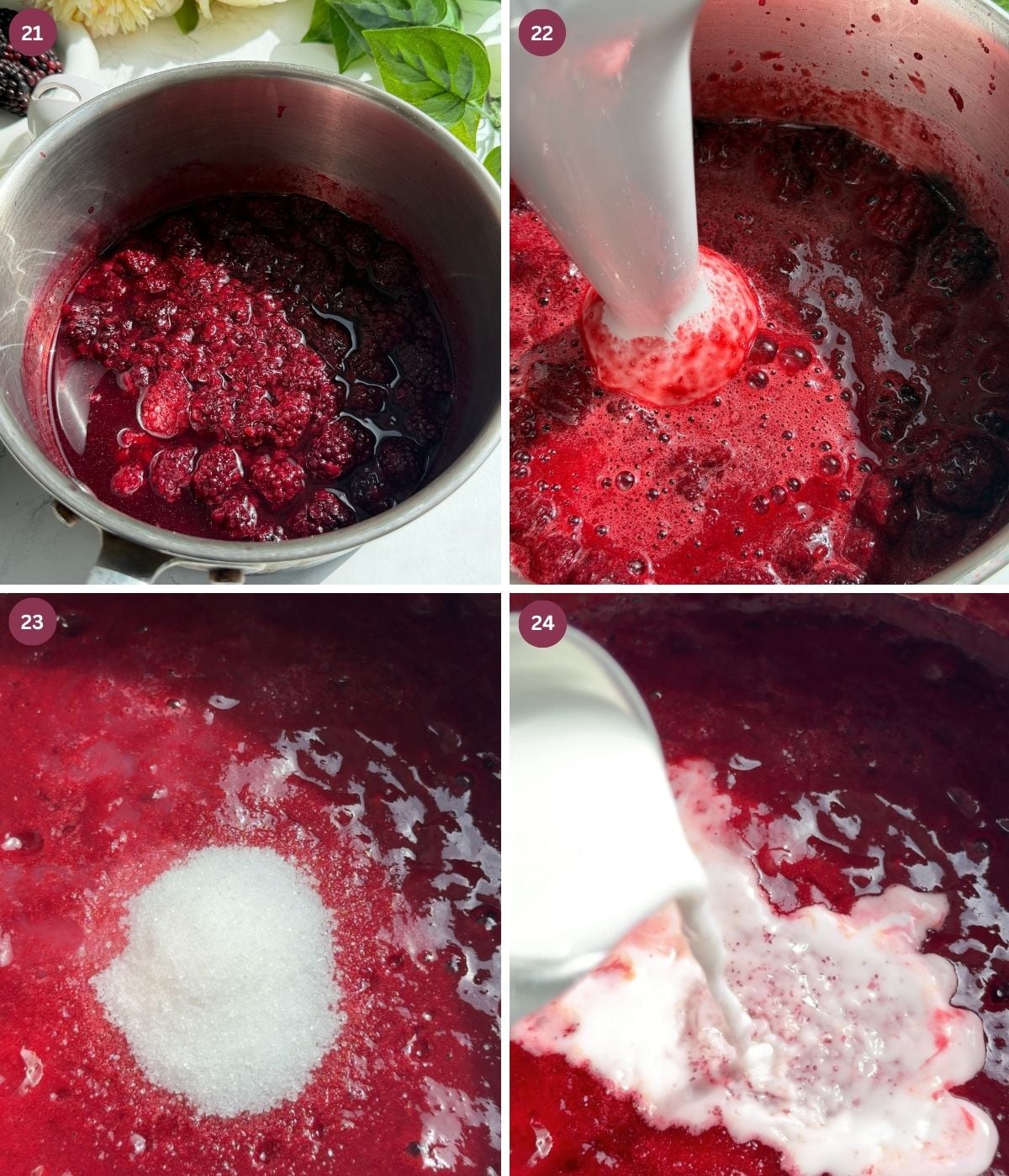 Cooked and blended blackberries.
