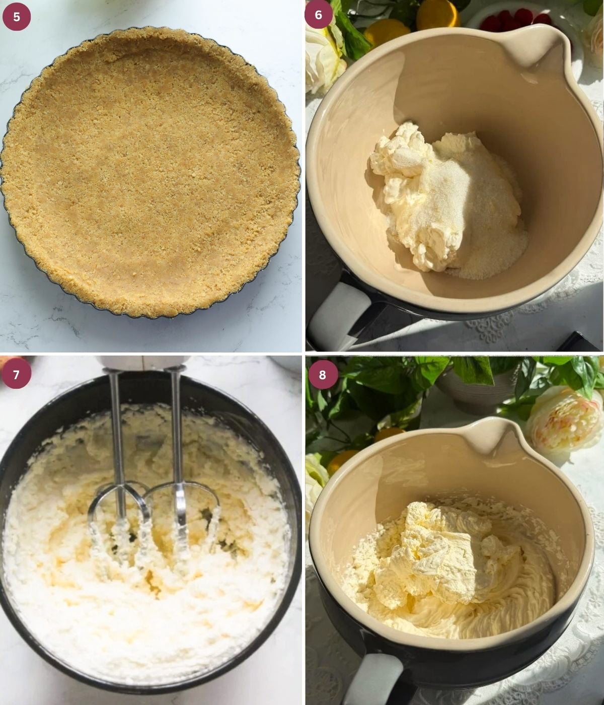 Cheesecake filling and tart crust.