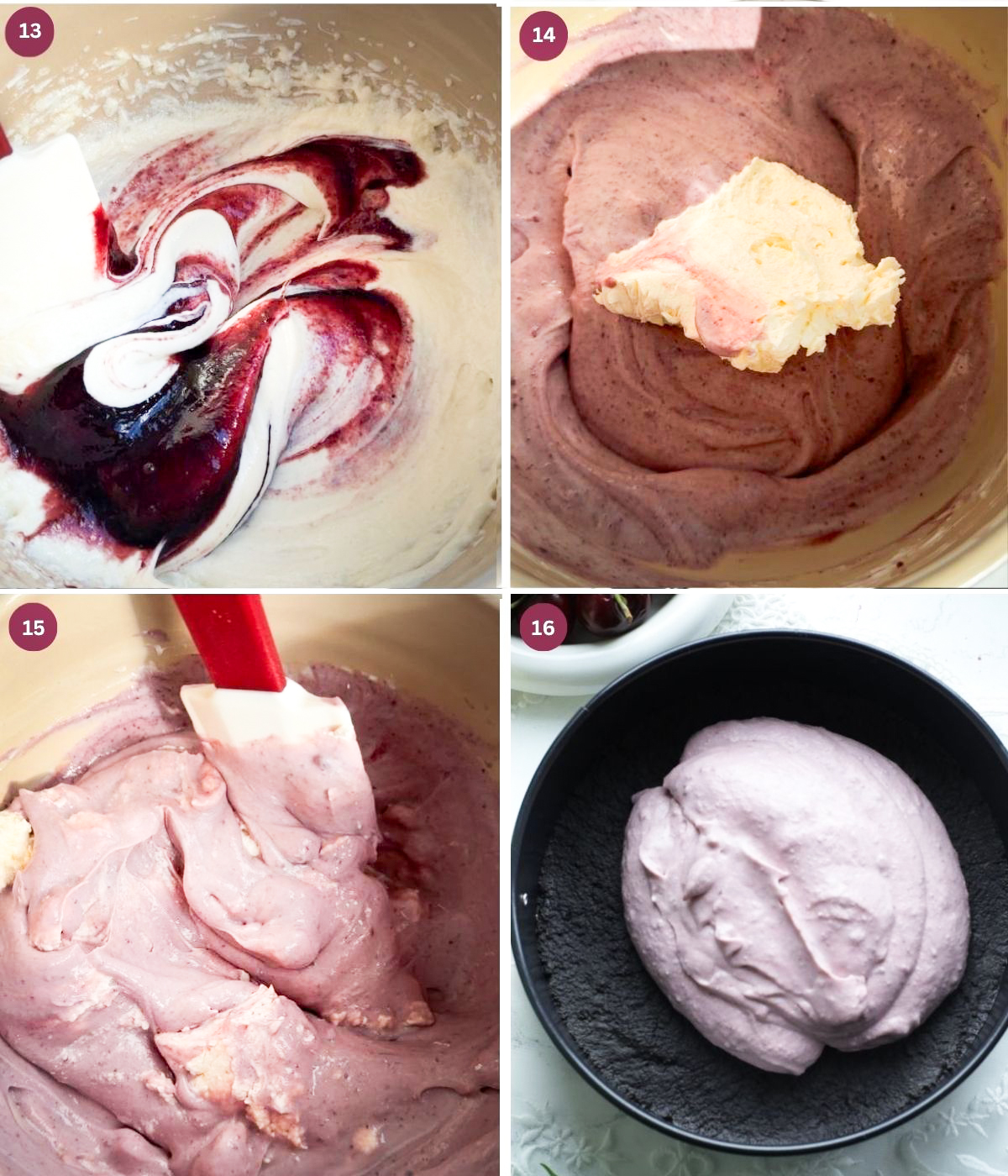 Cherry filling in oreo crust.