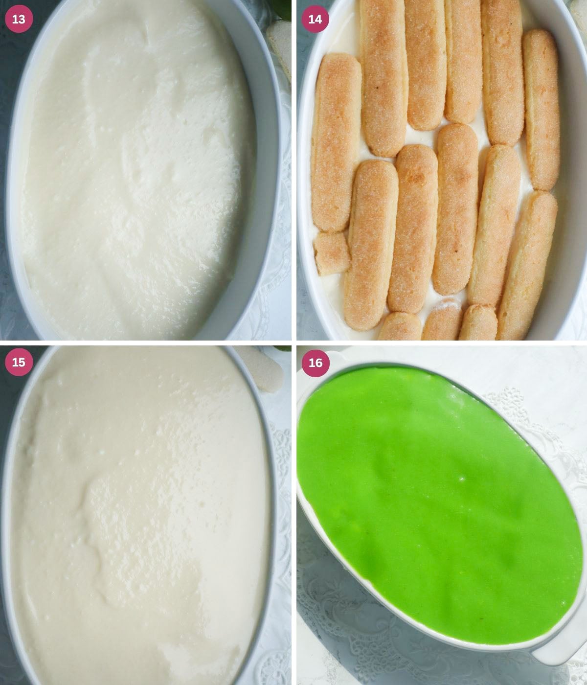 Mascarpone filling, lime and rum soak and ladyfingers and curd.